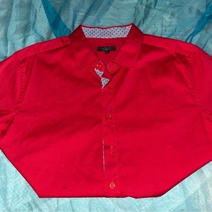 SOLD Red Rivelli Short Sleeve Button Down
